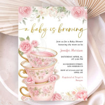 Een Baby Is Brew Baby Shower Meisje Roze Bloemen
