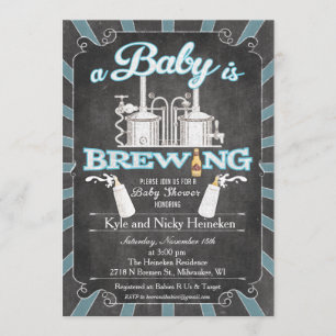 Een "Baby is Brewing" BBQ uitnodiging voor koppels