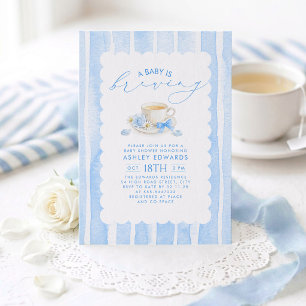 Een Baby is Brewing Blauwe Jongens Baby Shower The Kaart