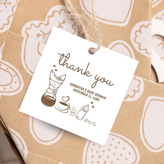 Een Baby is Brewing Coffee Baby shower Square Bedankjes Labels
