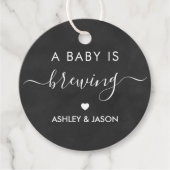 Een Baby is Brewing, Coffee Gift Label, Chalkboard Bedankjes Labels (Voorkant)