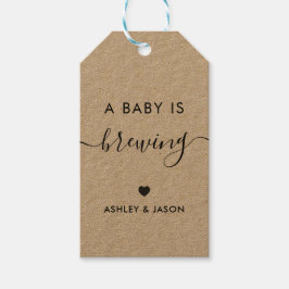 Een Baby is Brewing, Coffee Gift Label, Kraft Cadeaulabel