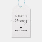 Een Baby is Brewing, Coffee Gift Label, Kraft Cadeaulabel (Voorkant)