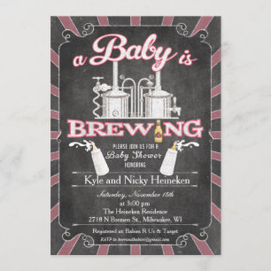 Een "Baby is Brewing"-koppels BBQ-uitnodiging - Me Kaart