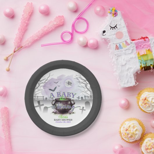 Een Baby is Brewing Party Bord (P/G) Custom (Feest)