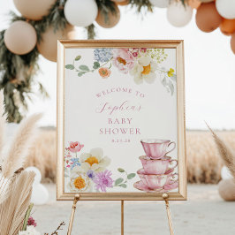 Een Baby is Brewing Tea Party Baby shower Welkom Poster
