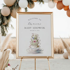 Een Baby is Brewing Tea Party Baby shower Welkom Poster