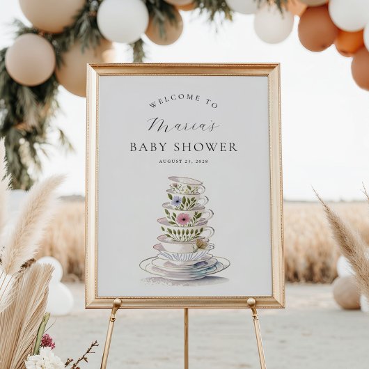 Een Baby is Brewing Tea Party Baby shower Welkom Poster