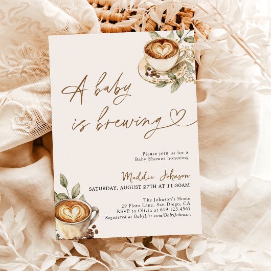 Een Baby is Brouwen Baby shower, Koffie Baby showe Kaart