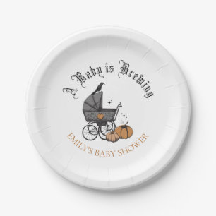 Een Baby is Brouwen Baby shower Sinaasappel Papier Papieren Bordje