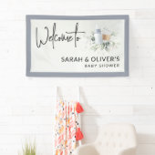 Een Baby is Brouwen Baby shower Welkom Banner Blau (Insitu)