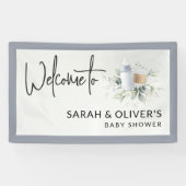 Een Baby is Brouwen Baby shower Welkom Banner Blau (Horizontaal)
