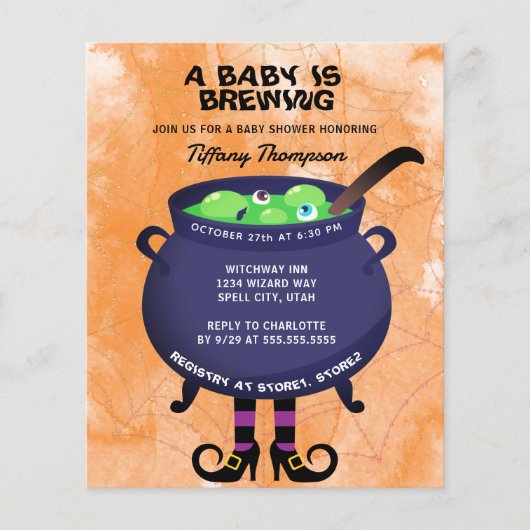 Een Baby is Brouwen Budget Halloween Baby shower (Voorkant)