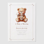 Een Baby is brouwen Coffee Teddy Baby shower Vellum Uitnodigingen (Voorkant)