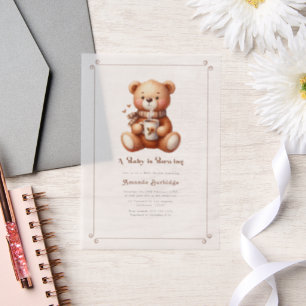 Een Baby is brouwen Coffee Teddy Baby shower Vellum Uitnodigingen