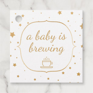 Een baby is brouwen dank u - witgouden sterren bedankjes labels