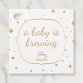 Een baby is brouwen dank u - witgouden sterren bedankjes labels (Voorkant)