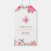 Een Baby is Brouwen Flower Roos Tea Baby shower Cadeaulabel (Voorkant)