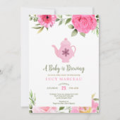 Een Baby is Brouwen Flower Roos Tea Baby shower Kaart (Voorkant)