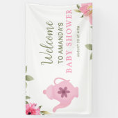Een Baby is Brouwen Flower Roos Tea Baby shower Spandoek (Verticaal)