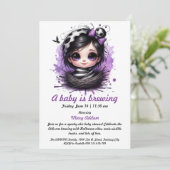 Een Baby is brouwen - Gothic Halloween Baby shower Kaart (Staand voorkant)
