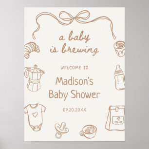 Een Baby is Brouwen Hand getrokken Baby shower Wel Poster