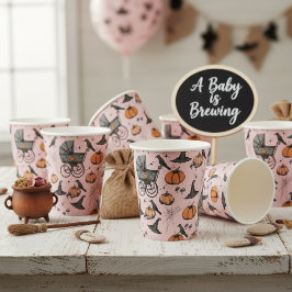 Een Baby is Brouwen Herfst Baby shower Blush Pink Papieren Bekers