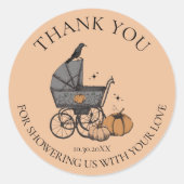 Een Baby is Brouwen Herfst Baby shower Dank u Ronde Sticker (Voorkant)