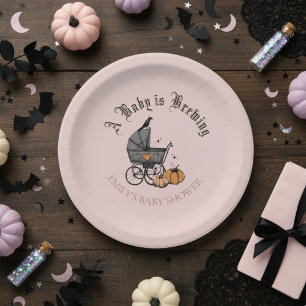 Een Baby is Brouwen Herfst Baby shower ten gunste  Papieren Bordje