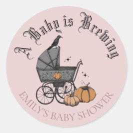Een Baby is Brouwen Herfst Baby shower ten gunste  Ronde Sticker