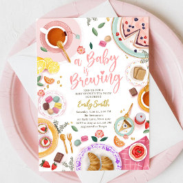 Een Baby is Brouwen Meisje Roze Thee Party Baby sh Kaart