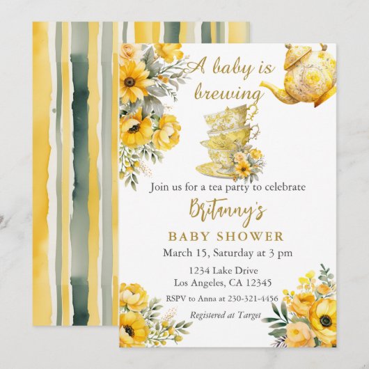 Een baby is brouwen Tea Party Baby shower Kaart (Voorkant / Achterkant)