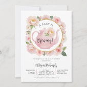 Een Baby is brouwen Tea Party Douche Uitnodigen Kaart (Voorkant)