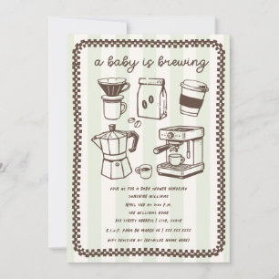 Een Baby Is Brouwende Koffie Groene Neutrale Babyb Kaart