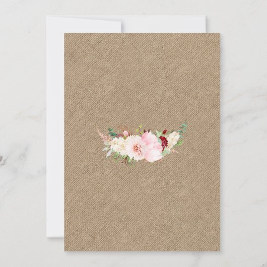 Een Baby is Brouwerij Burlap Floral BBQ Baby showe Kaart (Achterkant)