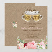 Een Baby is Brouwerij Burlap Floral BBQ Baby showe Kaart (Voorkant / Achterkant)