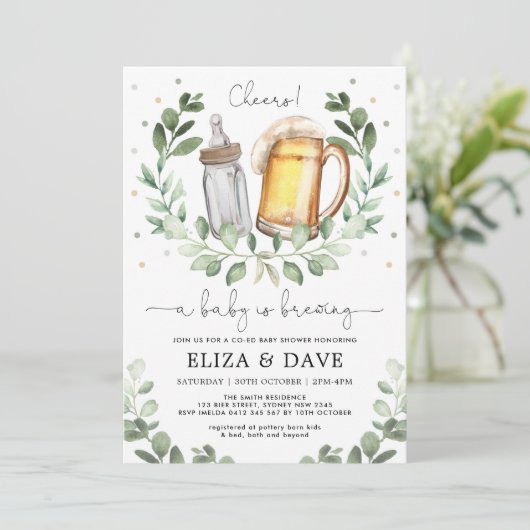 Een Baby is brouwerijbieren en flessenpootschoenen Kaart (Staand voorkant)