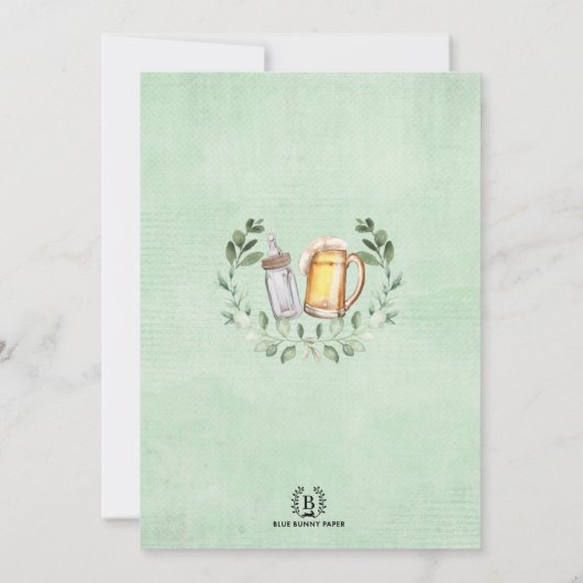 Een Baby is brouwerijbieren en flessenpootschoenen Kaart (Achterkant)