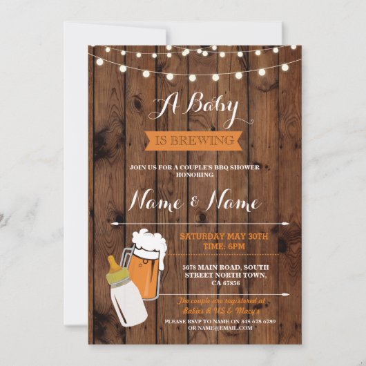 Een Baby is de Brouwerijberen BBQ-hout uitnodigen Kaart (Voorkant)