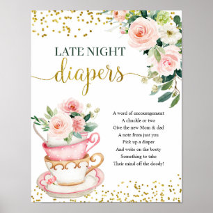 Een Baby is de nachtklep van de Tea Party Poster
