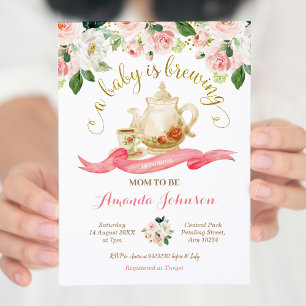 Een Baby is de Roze rozen van het Baby shower van  Kaart