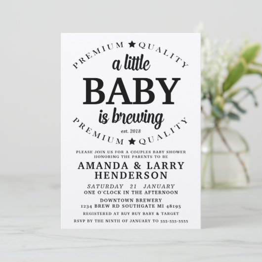 Een Baby is de Uitnodiging van het Baby shower van (Staand voorkant)