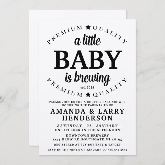 Een Baby is de Uitnodiging van het Baby shower van (Voorkant / Achterkant)