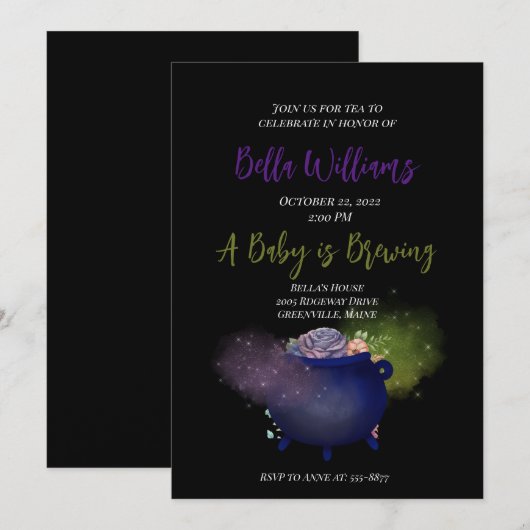 Een Baby is de Uitnodiging van het Witchy Baby sho (Voorkant / Achterkant)