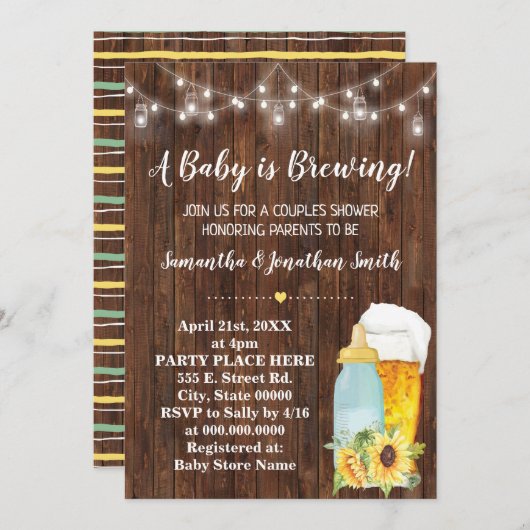 Een Baby is een baby shower van de brouwerij. Kaart (Voorkant / Achterkant)