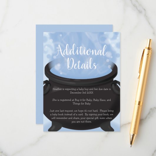 Een Baby is een Baby shower van de heek. Informatiekaartje (Voorkant / Achterkant in situ)