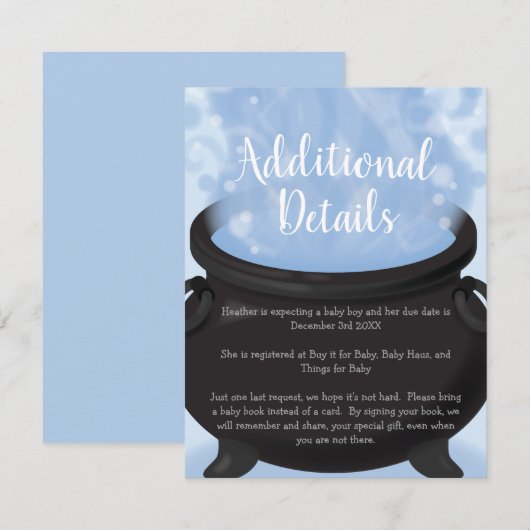 Een Baby is een Baby shower van de heek. Informatiekaartje (Voorkant / Achterkant)