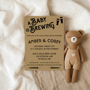 Een baby is een bierbrouwende thema uitnodiging vo