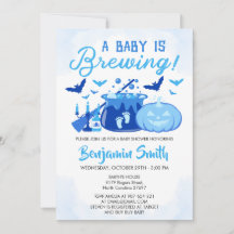 Een Baby is een blauw halloween Baby shower jongen
