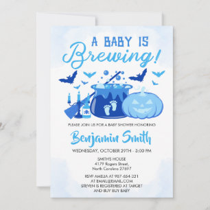 Een Baby is een blauw halloween Baby shower jongen Kaart